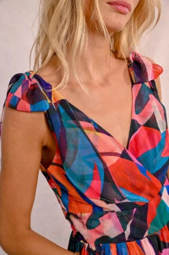 Abstract Print Tie-Shoulder Maxi Dress By Molly Bracken -MODERN MILLIE Shop printed semi sheer maxi dress 0383eefd 4528 4e46 8c23 8734862516a1