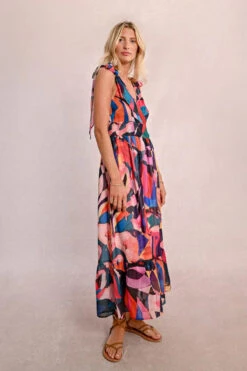 Abstract Print Tie-Shoulder Maxi Dress By Molly Bracken -MODERN MILLIE Shop printed semi sheer maxi dress 4917fb9d 24a8 460c b17d 1b351a850182