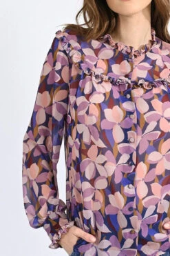 Floral And Leaf Mauve Blouse By Molly Bracken -MODERN MILLIE Shop romantic shirt