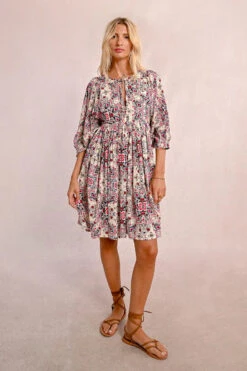 Cream Printed Boho Mini Dress By Molly Bracken -MODERN MILLIE Shop short bohemian dress printed 60fbc9b8 80aa 438c 9968 fdce8543104d