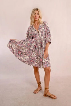 Cream Printed Boho Mini Dress By Molly Bracken -MODERN MILLIE Shop short bohemian dress printed e5f27633 c0fb 4ebe 8b69 2bfd3f8d737f