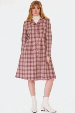 Pink Plaid Coat By Voodoo Vixen