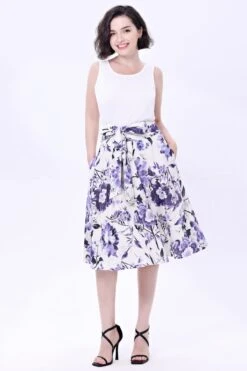 Chinoiserie Flowers Clara Skirt In Purple And Black By Miss Lulo -MODERN MILLIE Shop unnamed 7 8ea535fe 45d2 4ada b584 78fbe93390e4