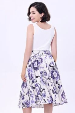 Chinoiserie Flowers Clara Skirt In Purple And Black By Miss Lulo -MODERN MILLIE Shop unnamed 8 8b25fe23 53e6 4e53 9195 7741b27e7673